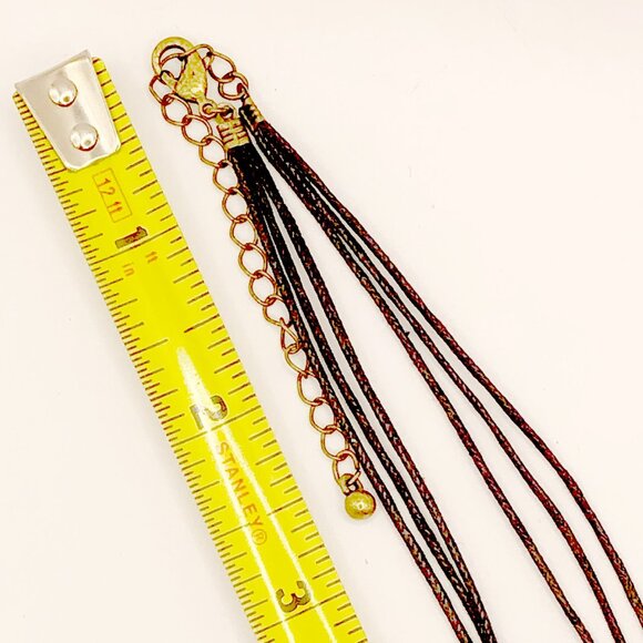 Colorful abalone pendant brass tone setting adjustable multi-strand cord - Picture 5 of 7